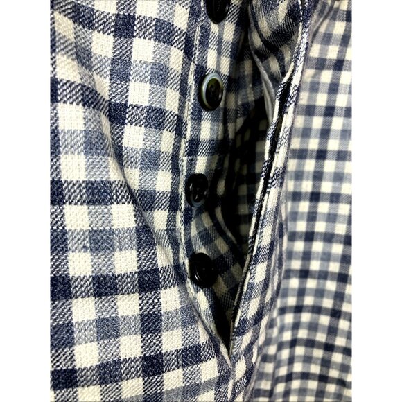 Sz BB5 L Black Fleece Made In USA Check Button Fly Shorts Wool Silk Blue - Picture 2 of 5